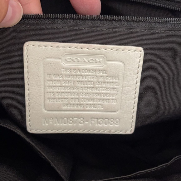 Coach Textured White & Black Satchel Purse - Picture 10 of 12